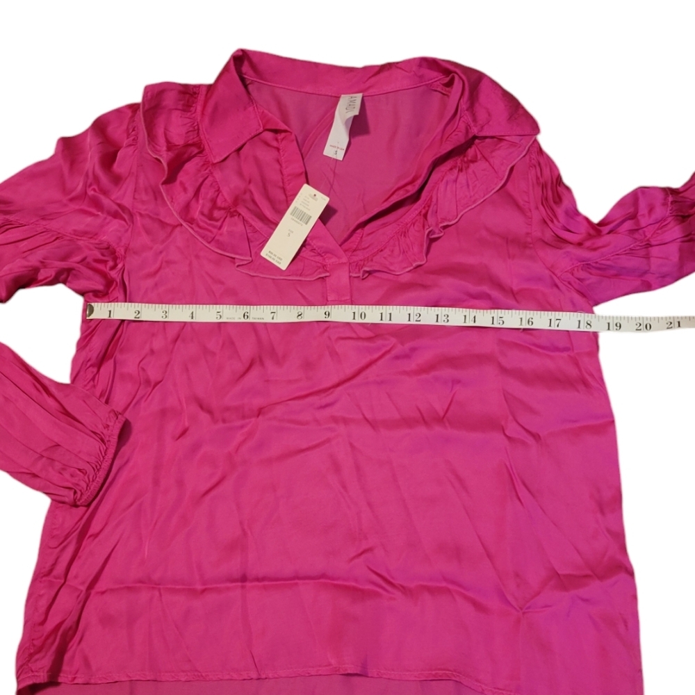 NWT Amadi by Anthropologie The Lara Pink Ruffle Blouse Top Women's Size Small - Picture 8 of 11